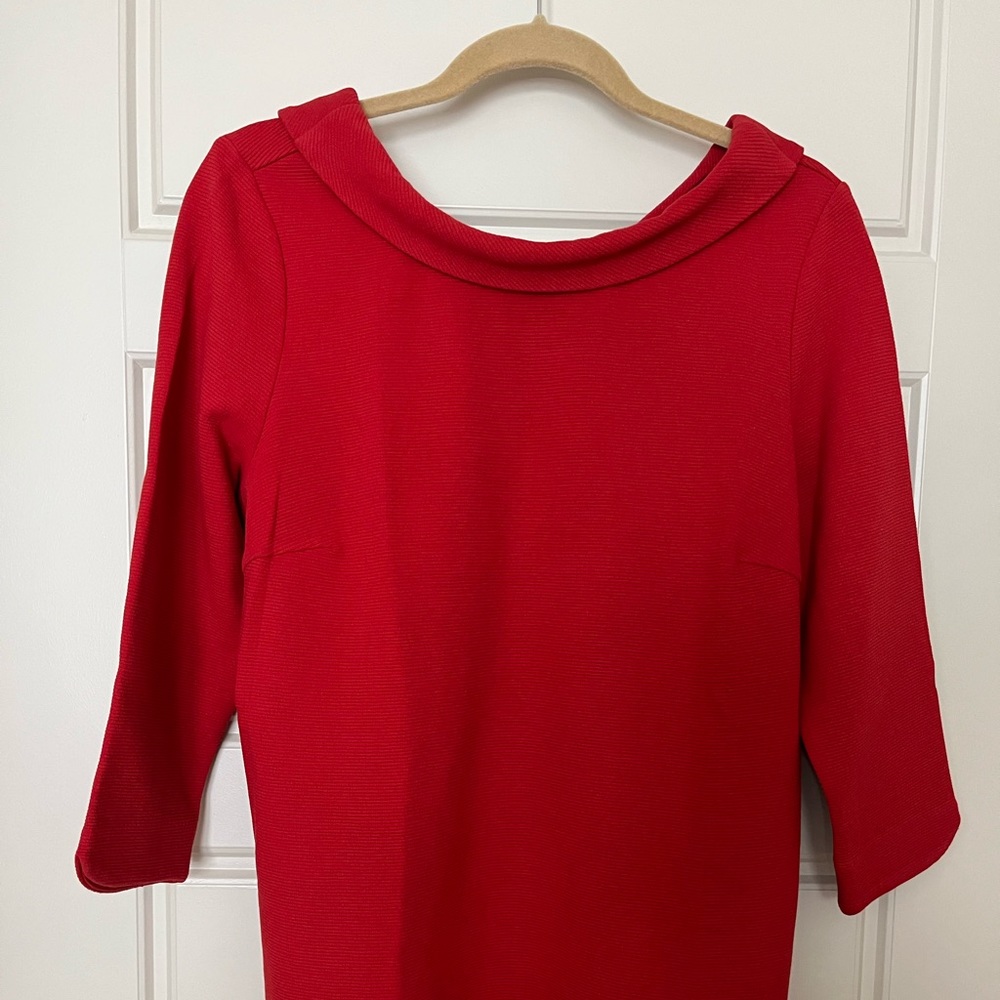 Boden Red Boatneck Three-Quarter Sleeve Top
